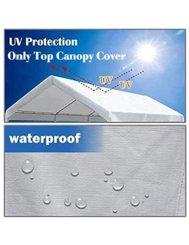 Cubierta de repuesto para toldo carport ZHJJ 3,05x6,10m blanca