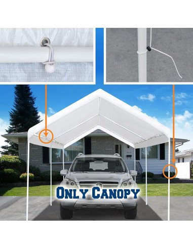 Cubierta de repuesto para toldo carport ZHJJ 3,05x6,10m blanca