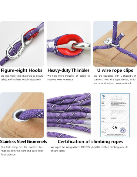 Columpio de Madera de Teca SINOKF Ajustable para Jardín