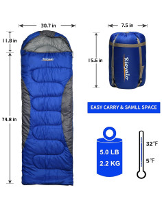 Saco de dormir Rioyalo 450GSM para invierno 0C - Adultos 2