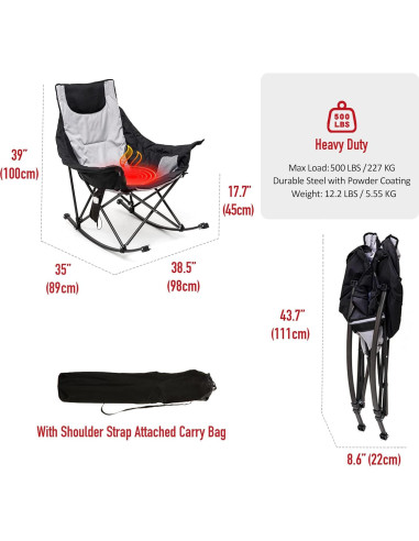 Silla de Camping Calentada SunnyFeel AC2026 Gris 227 KG