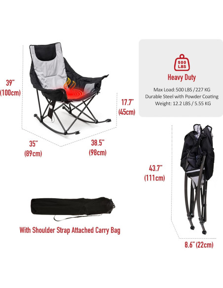 Silla de Camping Calentada SunnyFeel AC2026 Gris 227 KG