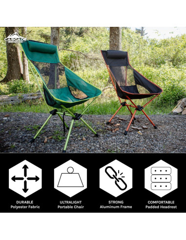 Silla de Campamento Ultraligera Cascade Mountain Tech Verde
