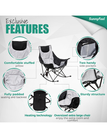 Silla de Camping Calentada SunnyFeel AC2026 Gris 227 KG