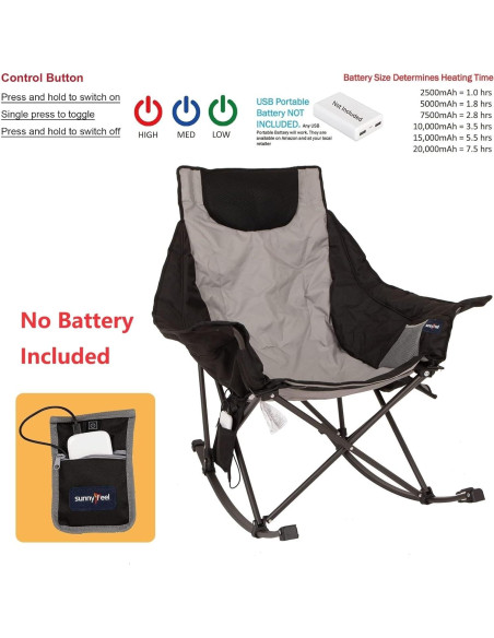 Silla de Camping Calentada SunnyFeel AC2026 Gris 227 KG