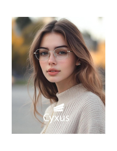 Gafas Retro Ovaladas Cyxus 8562 Anti Luz Azul UV Plata