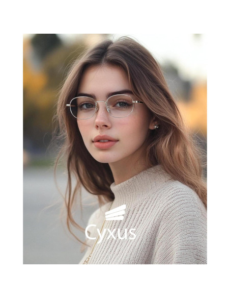 Gafas Retro Ovaladas Cyxus 8562 Anti Luz Azul UV Plata