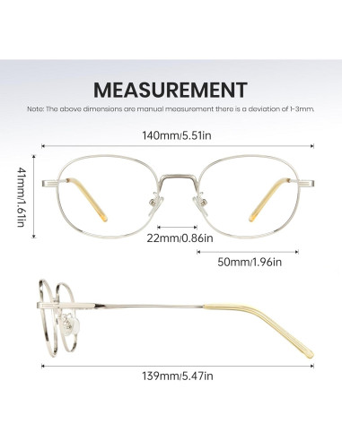 Gafas Retro Ovaladas Cyxus 8562 Anti Luz Azul UV Plata