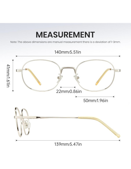 Gafas Retro Ovaladas Cyxus 8562 Anti Luz Azul UV Plata