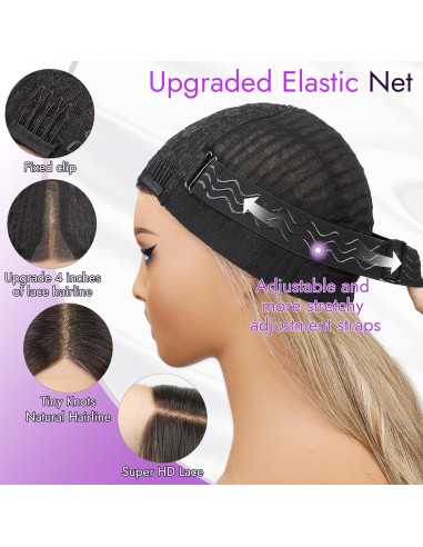 Peluca Ombre Rubia Eawwii Larga Ondulada 66 cm Sin Pegamento