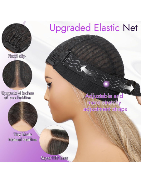 Peluca Ombre Rubia Eawwii Larga Ondulada 66 cm Sin Pegamento