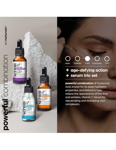 Set Antienvejecimiento ArtNaturals Vitamina C y Retinol 3x30ml