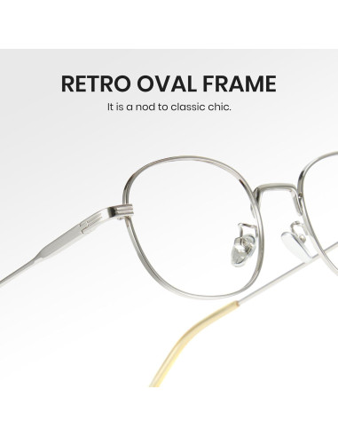Gafas Retro Ovaladas Cyxus 8562 Anti Luz Azul UV Plata