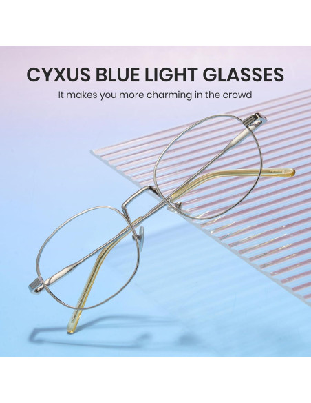 Gafas Retro Ovaladas Cyxus 8562 Anti Luz Azul UV Plata
