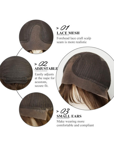 Peluca de Encaje Frontal EMMOR 100% Cabello Humano Ondas