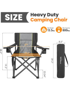 Silla de Camping Plegable Join Nature ZT01 Negra 362kg 2