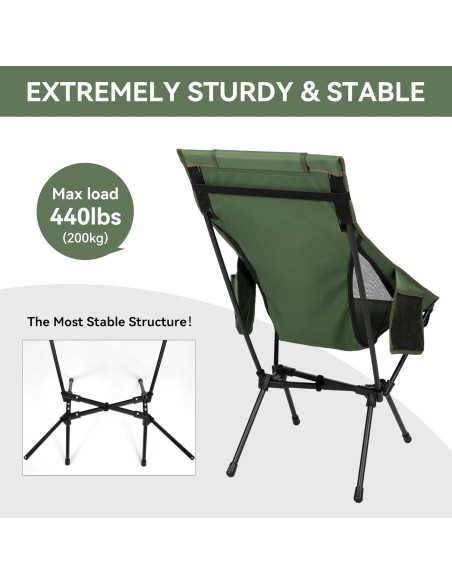 Silla de Camping Plegable TOBTOS Charles 200 kg Verde