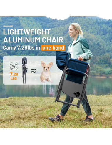 Silla de Camping Plegable Timber Ridge 181kg Azul con Mesa