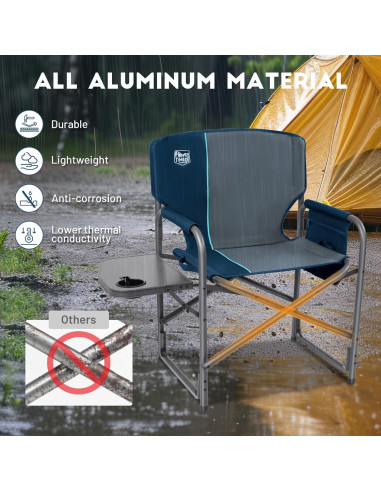 Silla de Camping Plegable Timber Ridge 181kg Azul con Mesa