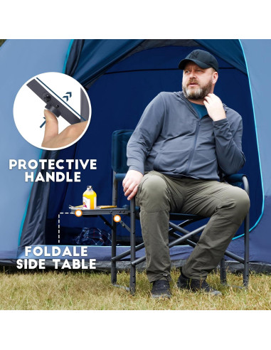 Silla de Camping Plegable Timber Ridge 181kg Azul con Mesa