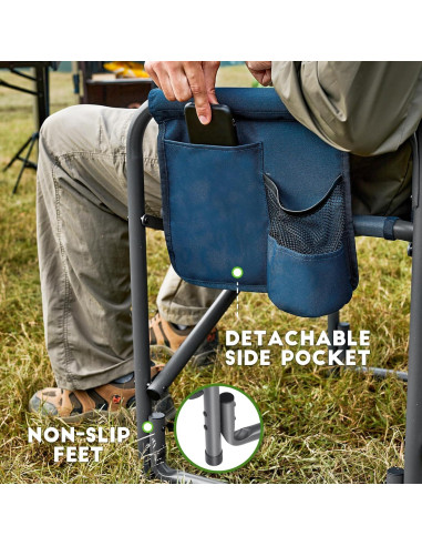 Silla de Camping Plegable Timber Ridge 181kg Azul con Mesa