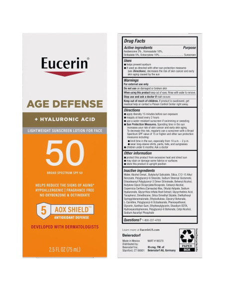 Protector Solar Facial Eucerin Sun Age Defense SPF 50 74 ml