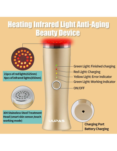 Masajeador Facial LED UUPAS - Terapia de Luz Roja 14.7cm