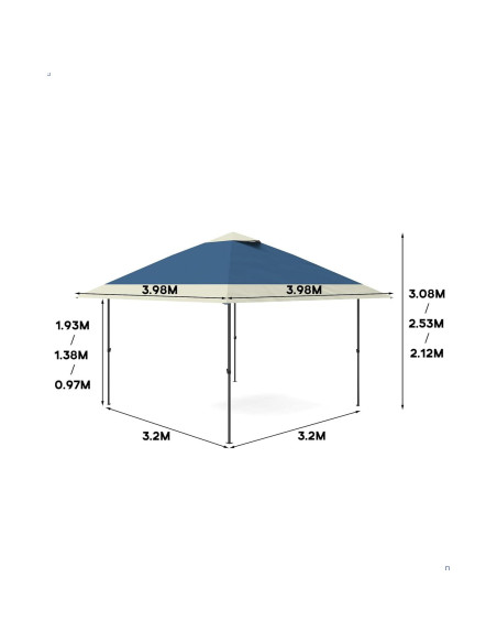 Toldo Gazebo Pop-Up KYBOLT 3.96x3.96m Impermeable