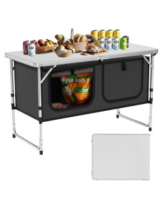 Mesa de Camping WildFinder Plegable 3 Alturas Gris