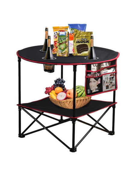 LEADALLWAY Mesa Plegable de Picnic 4 Portavasos 50,8 cm