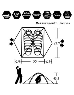 Tienda de Camping Hillman para 2 Personas 3 Temporadas Verde 2