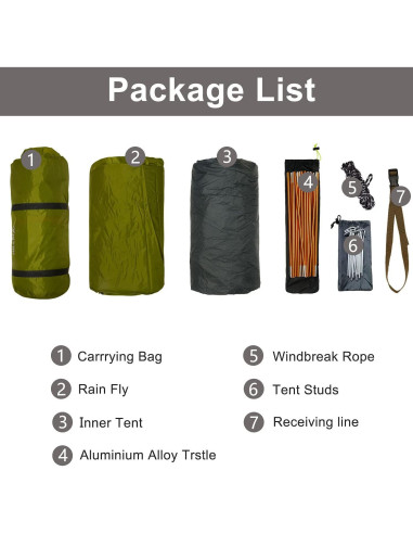 Tienda de Camping Hillman para 2 Personas 3 Temporadas Verde