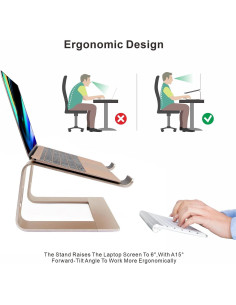 Soporte Ergonómico de Aluminio Cenawin 1324 - 10-17.3" Oro 2