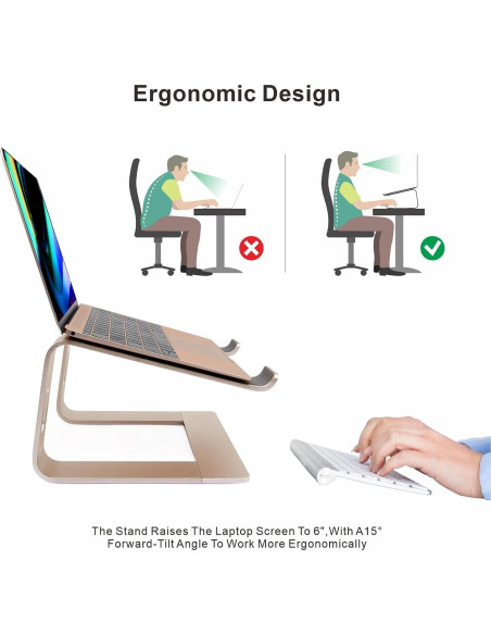 Soporte Ergonómico de Aluminio Cenawin 1324 - 10-17.3" Oro