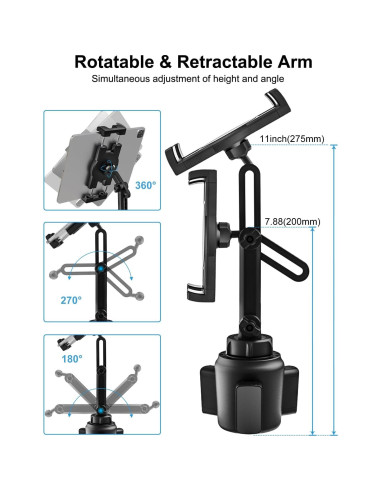 Soporte Universal para Tablet en Portavasos Woleyi 4-13"