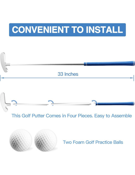 Putter de Golf Asyxstar 33 cm con 2 Pelotas de Práctica