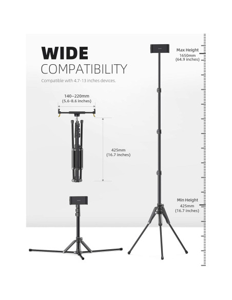 Soporte de Trípode para Tablet Lamicall FT02 Ajustable 42.5-165 cm