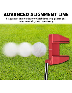 Putter de Golf MAZEL Tour GS Rojo Mano Derecha con Funda 2