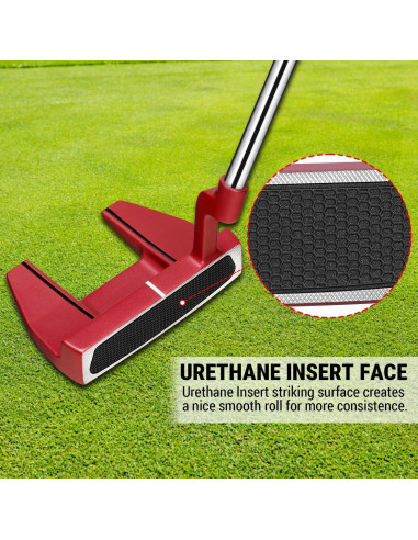 Putter de Golf MAZEL Tour GS Rojo Mano Derecha con Funda
