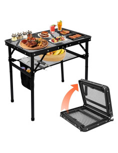 Mesa de Parrilla Plegable QuliMetal 60x40 cm Ajustable Negra
