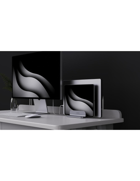 Soporte Vertical Doble Aluminio JOKItech para Laptop Gris