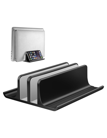 Soporte Vertical Doble para Laptop Vaydeer Aluminio Negro Soporte Vertical Doble para Laptop Vaydeer Aluminio Negro