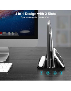 Soporte Vertical Doble para Laptop Vaydeer Aluminio Negro 2