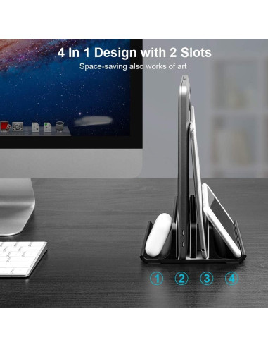 Soporte Vertical Doble para Laptop Vaydeer Aluminio Negro