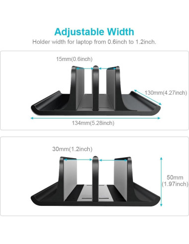 Soporte Vertical Doble para Laptop Vaydeer Aluminio Negro