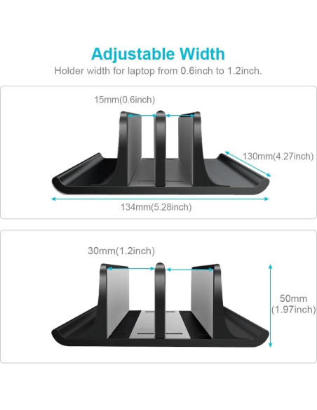 Soporte Vertical Doble para Laptop Vaydeer Aluminio Negro Soporte Vertical Doble para Laptop Vaydeer Aluminio Negro