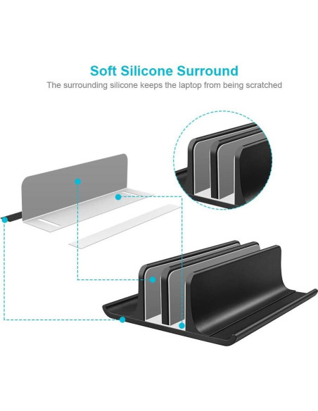 Soporte Vertical Doble para Laptop Vaydeer Aluminio Negro Soporte Vertical Doble para Laptop Vaydeer Aluminio Negro