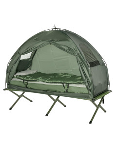 Cama de Camping Plegable Outsunny con Colchón y Saco de Dormir
