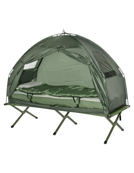 Cama de Camping Plegable Outsunny con Colchón y Saco de Dormir