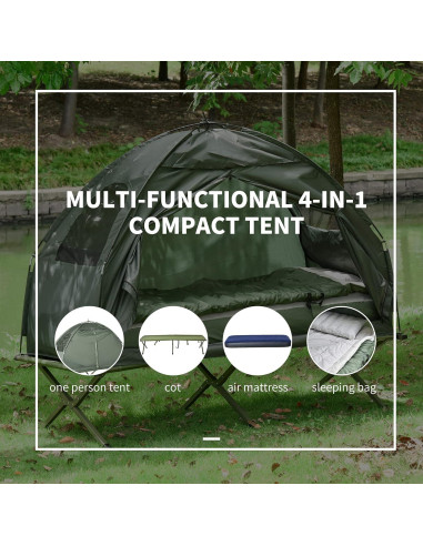 Cama de Camping Plegable Outsunny con Colchón y Saco de Dormir